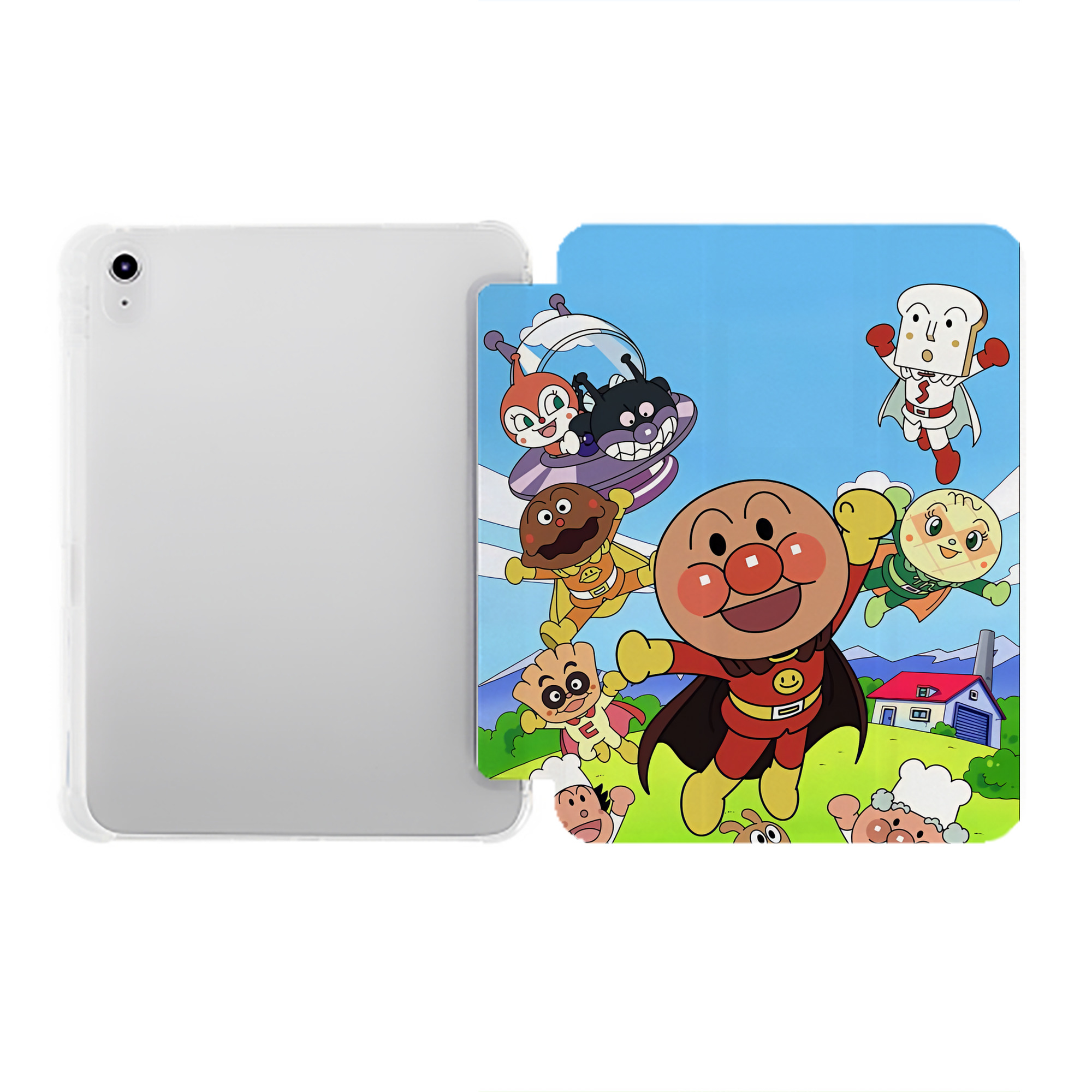（画像用） アンパンマン Anpanman IPad ケース ペン収納付き 三つ折りスタンド PUレザー×シリコン 対応機種9.5/10.5/10.9インチ